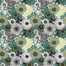 Vintage Flowers Teal PVC Vinyl Oilcloth Tablecloth