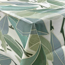 Tropical Leaves Sage Green PVC Vinyl Oilcloth Tablecloth