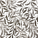 Willow Bough Leaves Grey Mono PVC Vinyl Oilcloth Tablecloth