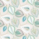 Modern Scandi Leaves Duckegg PVC Vinyl Oilcloth Tablecloth