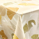Fan Leaves Gingko Natural PVC Vinyl Oilcloth Tablecloth