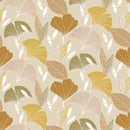 Fan Leaves Gingko Natural PVC Vinyl Oilcloth Tablecloth