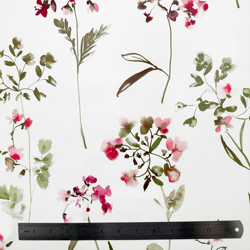 Delicate Watercolour Flower Pink PVC Vinyl Oilcloth Tablecloth
