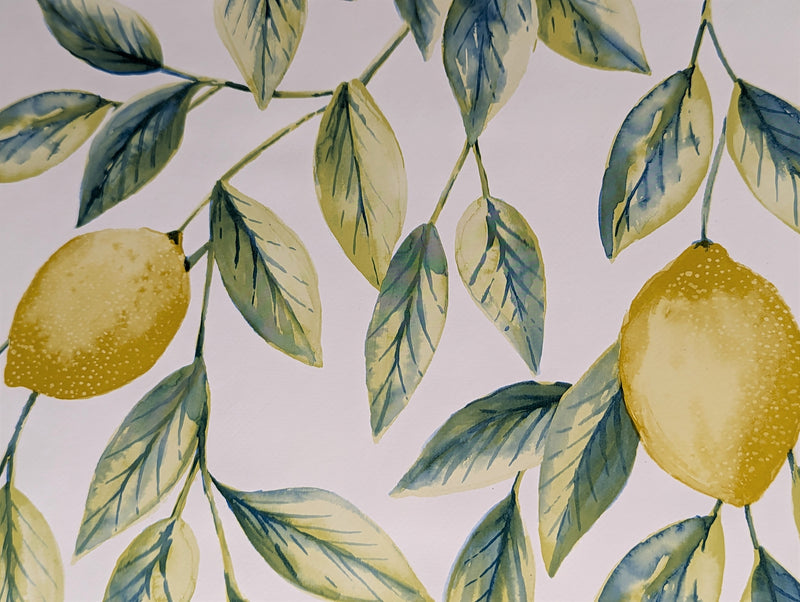 Lemons and Leaves Vinyl Oilcloth Tablecloth