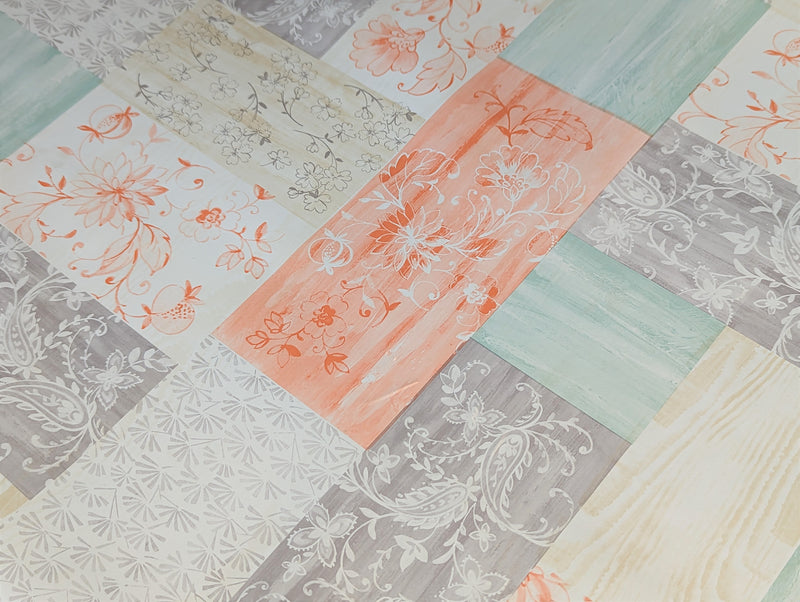 Pastel Patchwork Vinyl Oilcloth Tablecloth