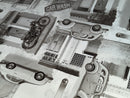 Vintage Cars and Motorbikes Vinyl Oilcloth Tablecloth