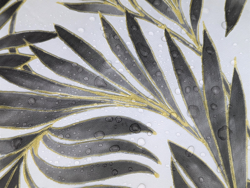 Tropical Beach Palm Leaves Grey Tex Vinyl Oilcloth Tablecloth