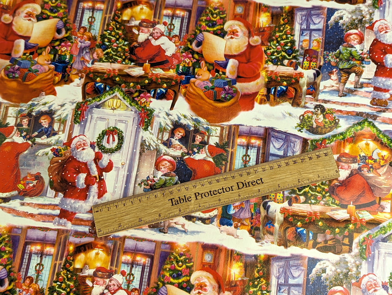 Santa's Christmas Vinyl Oilcloth Tablecloth