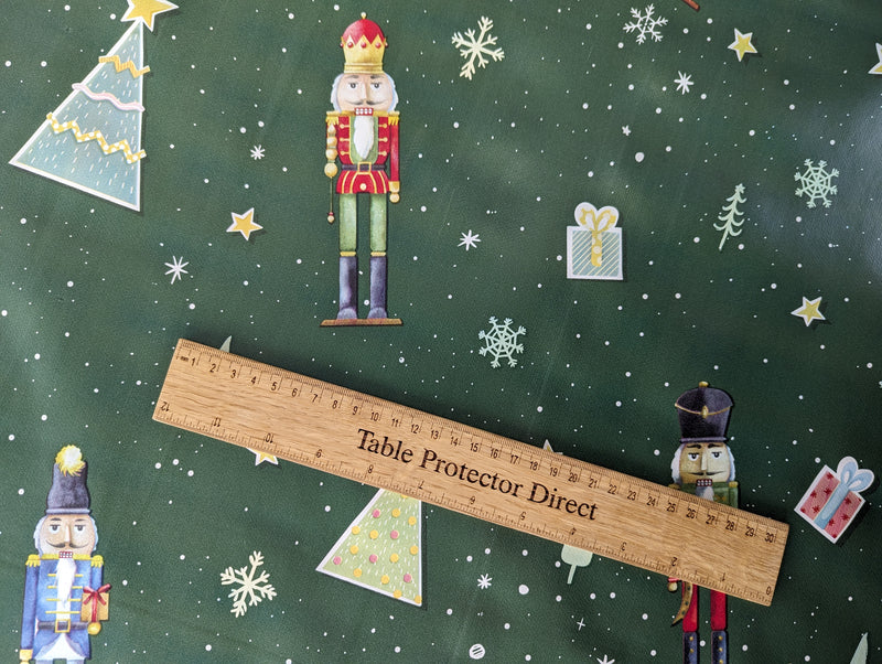 Nutcracker Christmas Green Vinyl Oilcloth Tablecloth