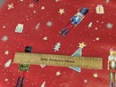 Nutcracker Christmas Red Vinyl Oilcloth Tablecloth