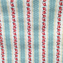 Vintage Floral Stripes with Polka Dot on Turquoise Oilcloth Tablecloth