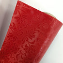 Red Embossed Damask Vinyl Tablecloth Roll 20 Metres x 140cm Full Roll