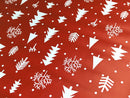Christmas Trees Red Vinyl Oilcloth Tablecloth