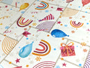 Happy Birthday Celebration Rainbow Balloon Gift Pattern Vinyl Oilcloth Tablecloth