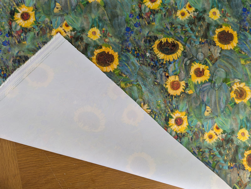 Sunflower Gustav Klimt Outdoor Waterproof Digital Fabric UV Resistant 150cm wide