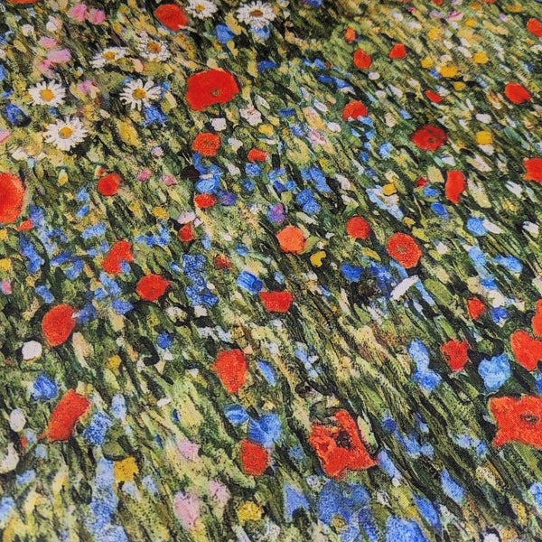 Klimts Field of Poppies Outdoor Waterproof Digital Fabric UV Resistant 150cm wide