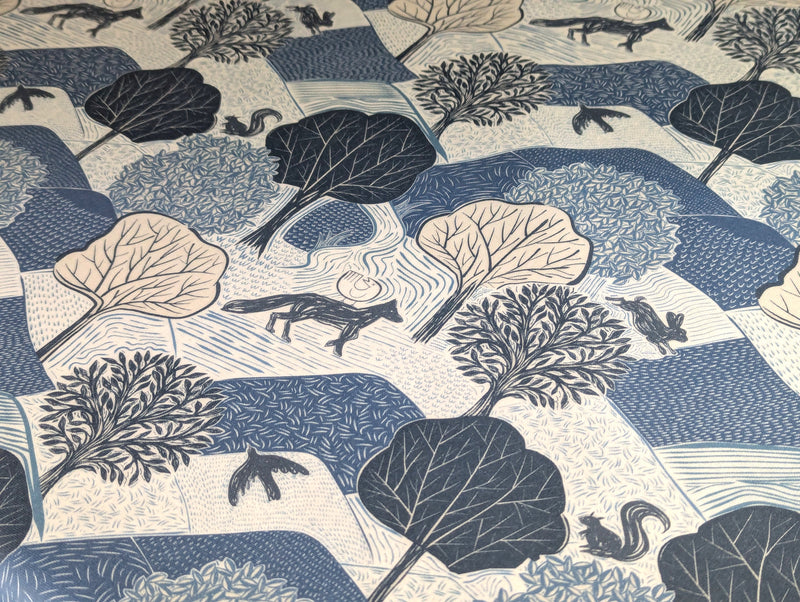 Kielder Woodland Midnight Blue Matt Oilcloth Tablecloth