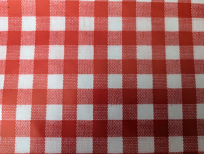 Red Bistro Check Wider Width PVC Vinyl Oilcloth Tablecloth 180cm extra wide