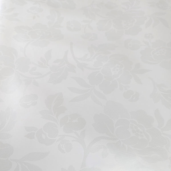 White on White Rose Damask Vinyl Oilcloth Tablecloth