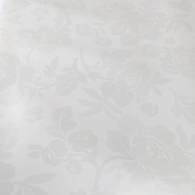 White on White Rose Damask Vinyl Tablecloth Roll 20 Metres x 140cm Full Roll