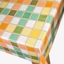 Rectangle Garden Tablecloth with Parasol Umbrella Hole Palma Check Wipe Clean Tablecloth Vinyl PVC 300cm x 140cm