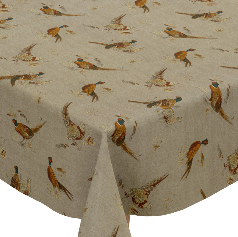 Pheasants Cotton Oilcloth Tablecloth Matte Finish