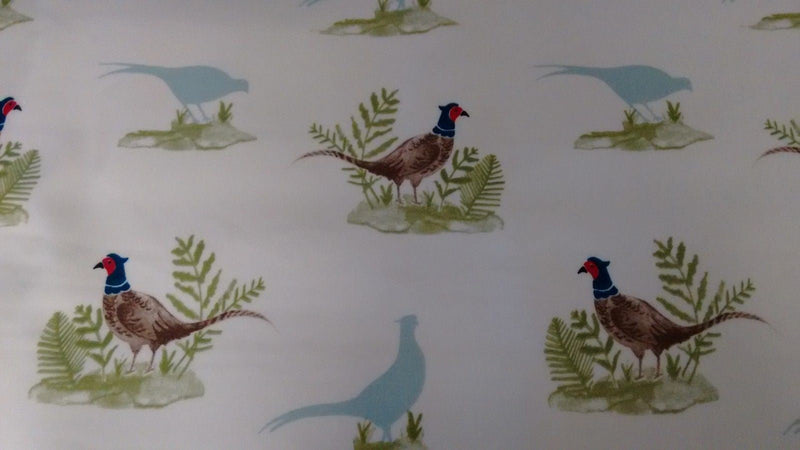 Pheasants Cream Natural Oilcloth Tablecloth