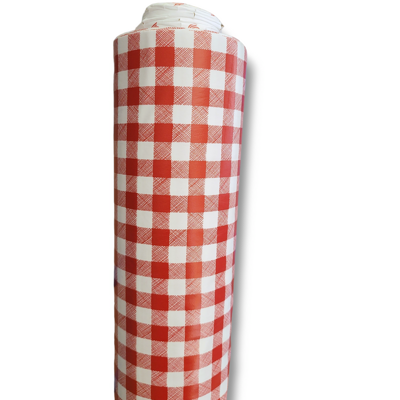 Red Gingham Check sm PVC Tablecloth 20 Metres Roll