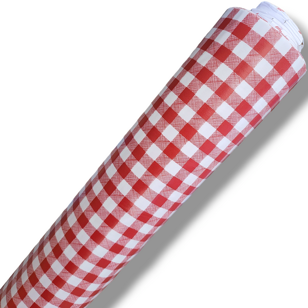 Red Gingham Check sm PVC Tablecloth 20 Metres Roll