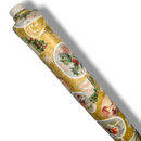 Christmas Happy Times Gold PVC Vinyl Tablecloth 140cm x 20 Metres Roll