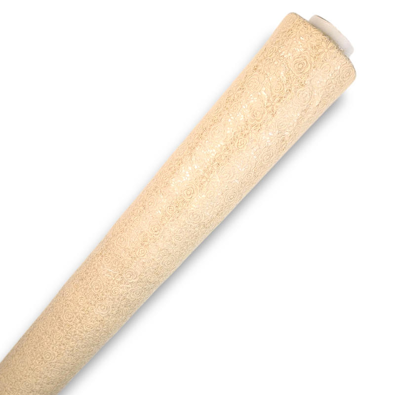 Floral Cream Lace Vinyl Tablecloth Roll 20 Metres x 140cm Full Roll