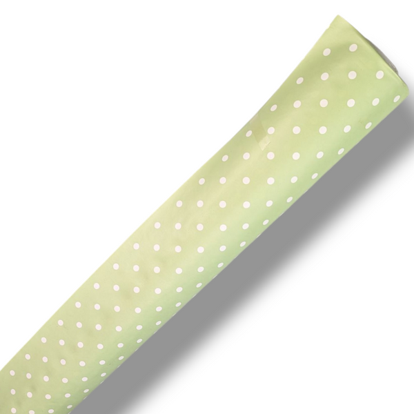 Sage White Green Random Dotty Vinyl Tablecloth 20 Metres Full roll