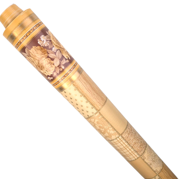 Gold Beige Rose Border Design PVC Tablecloth 20 Metres Roll
