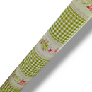 Green Check Roses Vinyl Tablecloth 15.9 Metres x 140cm - Warehouse Clearance