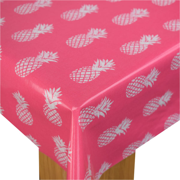 Pineapple Pink Oilcloth Tablecloth