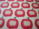 Pomme on Beige Linen Oilcloth Tablecloth