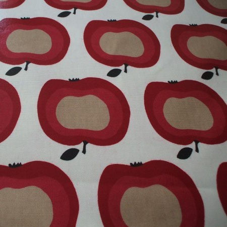 Pomme on White Oilcloth Tablecloth