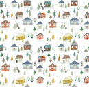Prestigious Christmas Ski Chalet Twilight Oilcloth Tablecloth