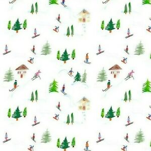 Prestigious Christmas Ski Slopes Pine Trees Snow Oilcloth Tablecloth