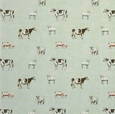 Prestigious Pasture Farm Animals Eggshell Cotton Oilcloth Tablecloth