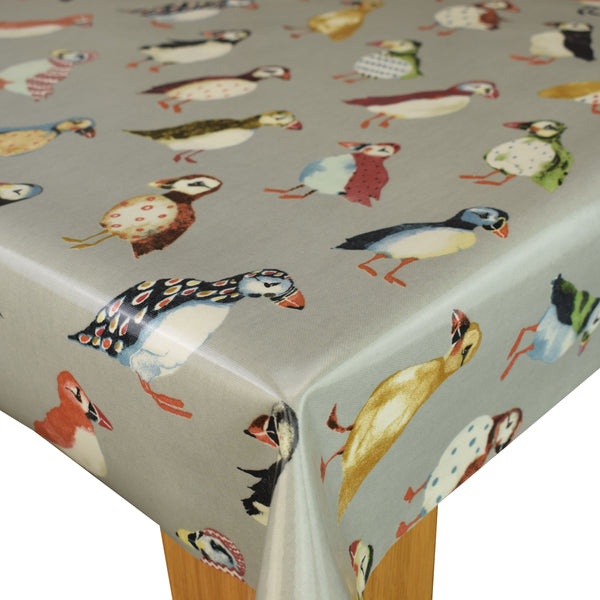 Prestigious Puffin Pummice Grey Oilcloth Tablecloth