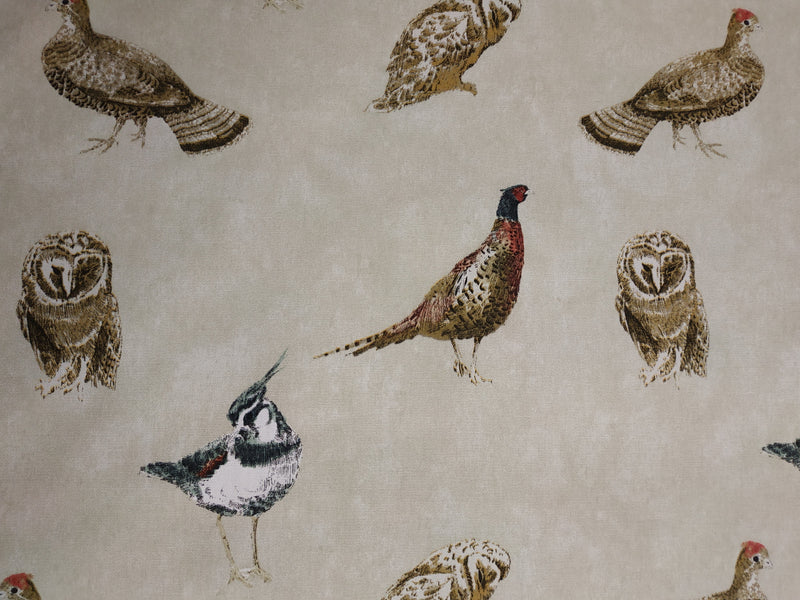 Prestigious Wild Birds Putty Cotton Oilcloth Tablecloth