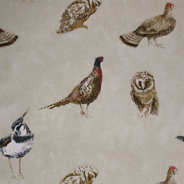 Prestigious Wild Birds Putty Cotton Oilcloth Tablecloth