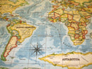 Prestigious World Atlas Azure Blue Oilcloth Tablecloth