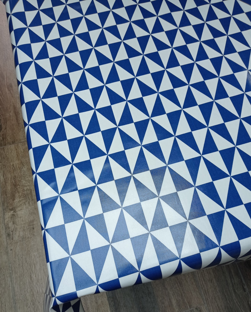 Prestigious Zodiac Triangles Cobalt Blue Oilcloth Tablecloth