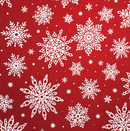 Big Snowflakes on Red Christmas Vinyl Oilcloth Tablecloth
