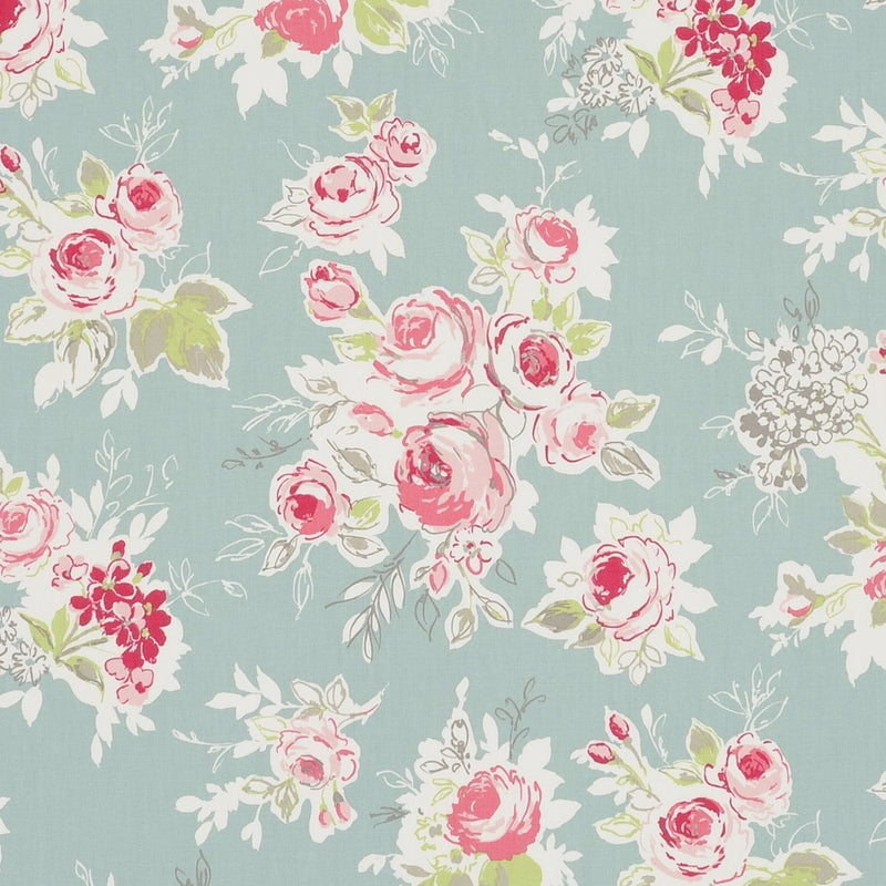 Rose Garden Aqua Oilcloth Tablecloth by Clarke and Clarke