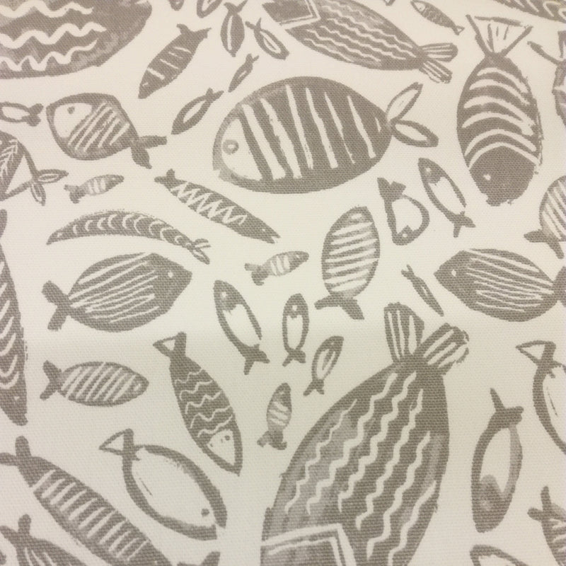 Round PVC Tablecloth Trawler Grey Oilcloth 132cm by Clarke and Clarke
