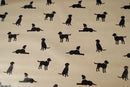 Rover Black Dog on Natural Linen Oilcloth Tablecloth by Clarke and Clarke