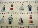 Sail Boats and Beach Huts Blue Oilcloth Tablecloth